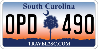 SC license plate OPD490