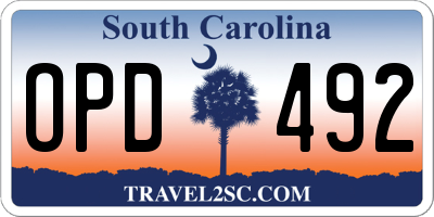 SC license plate OPD492