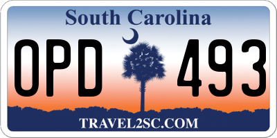 SC license plate OPD493