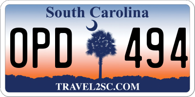 SC license plate OPD494