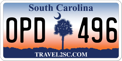 SC license plate OPD496