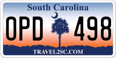 SC license plate OPD498