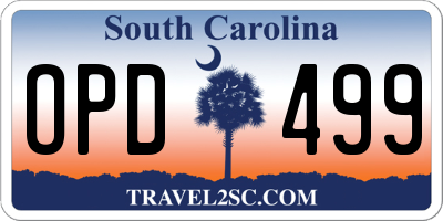 SC license plate OPD499