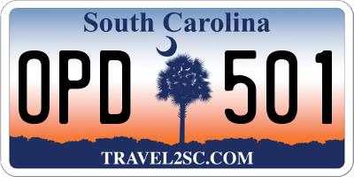 SC license plate OPD501