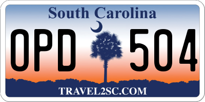 SC license plate OPD504