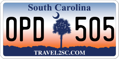 SC license plate OPD505