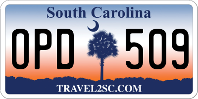 SC license plate OPD509
