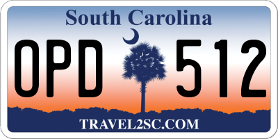 SC license plate OPD512