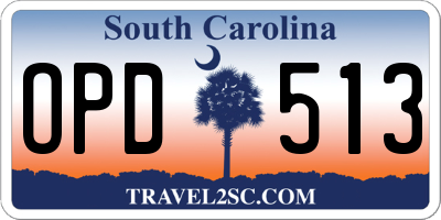 SC license plate OPD513