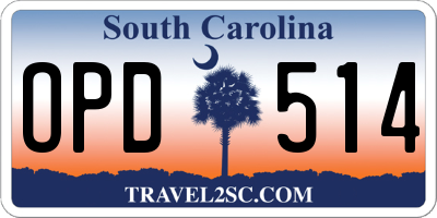 SC license plate OPD514