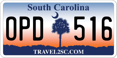 SC license plate OPD516