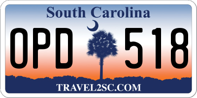 SC license plate OPD518