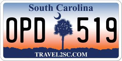 SC license plate OPD519
