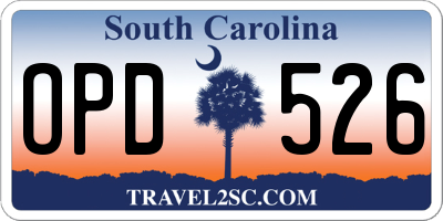 SC license plate OPD526