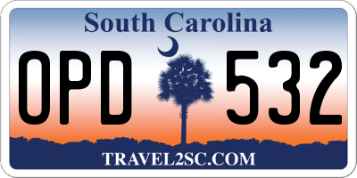 SC license plate OPD532