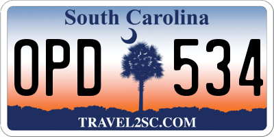 SC license plate OPD534