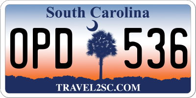 SC license plate OPD536