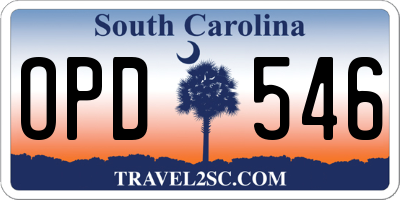 SC license plate OPD546