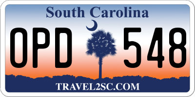 SC license plate OPD548
