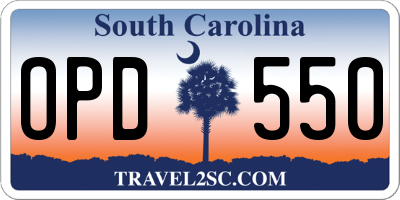 SC license plate OPD550