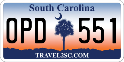 SC license plate OPD551