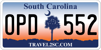 SC license plate OPD552