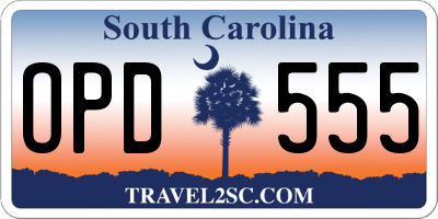 SC license plate OPD555