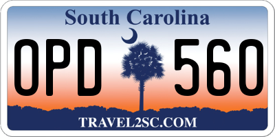 SC license plate OPD560