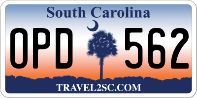 SC license plate OPD562