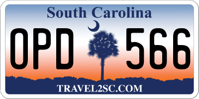 SC license plate OPD566