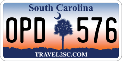 SC license plate OPD576