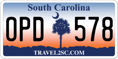 SC license plate OPD578