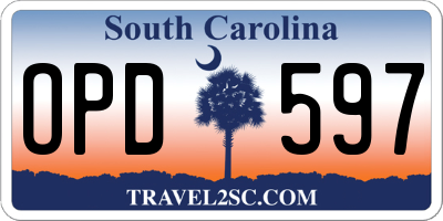 SC license plate OPD597