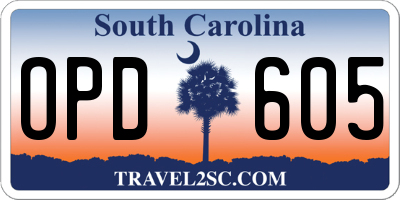 SC license plate OPD605