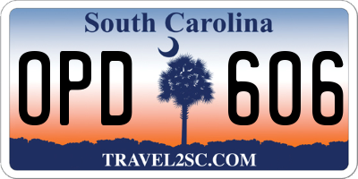 SC license plate OPD606