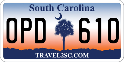 SC license plate OPD610