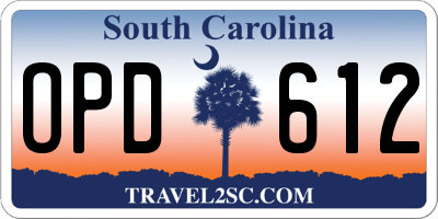 SC license plate OPD612