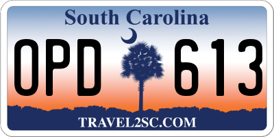 SC license plate OPD613