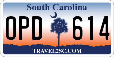 SC license plate OPD614