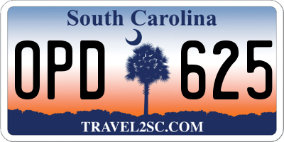 SC license plate OPD625