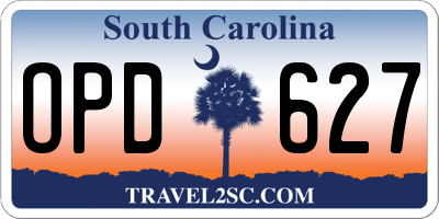 SC license plate OPD627