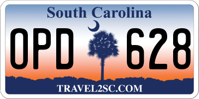 SC license plate OPD628
