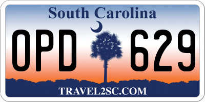 SC license plate OPD629