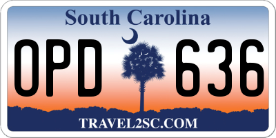 SC license plate OPD636