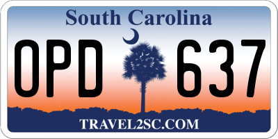 SC license plate OPD637