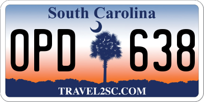 SC license plate OPD638