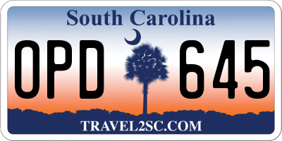 SC license plate OPD645
