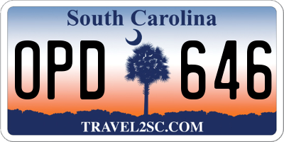 SC license plate OPD646