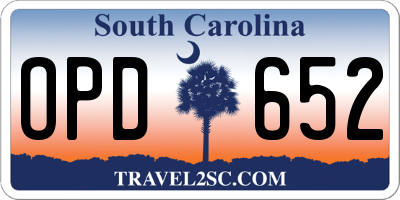 SC license plate OPD652