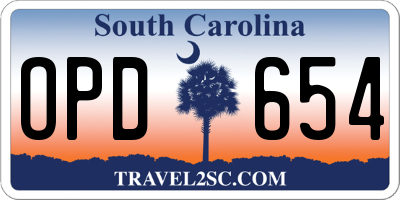 SC license plate OPD654